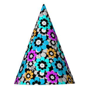 Colourful flowers daisies Blue Turquoise Purple Party Hat