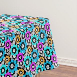 Colourful flowers daisies Blue Turquoise Purple  Tablecloth