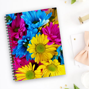 Colourful Flowers, Daisies - Blue Yellow Pink Planner