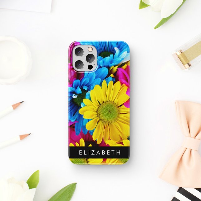 Colourful Flowers, Daisies, Boho, Your Name iPhone 16 Case (Creator Uploaded)