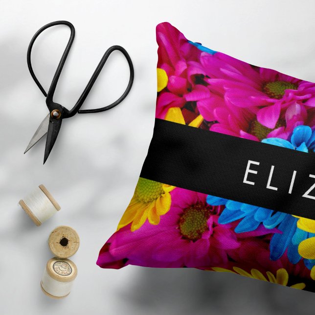 Colourful Flowers, Daisies, Boho, Your Name Pillowcase (Creator Uploaded)