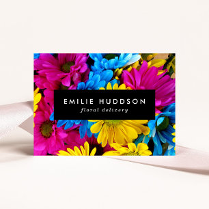 Colourful Flowers, Daisies, Floristry, Flower Shop Business Card