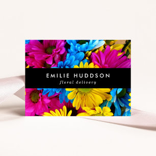 Colourful Flowers, Daisies, Floristry, Flower Shop Business Card