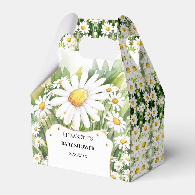 Colourful Flowers Daisy Baby Shower Favour Box (Front Side)