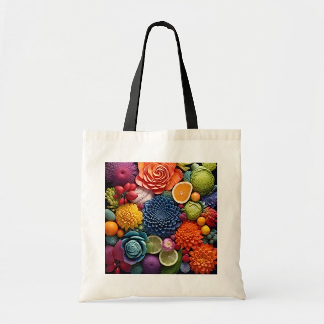 Colourful Flowers - Design 1 Tote Bag (Front)
