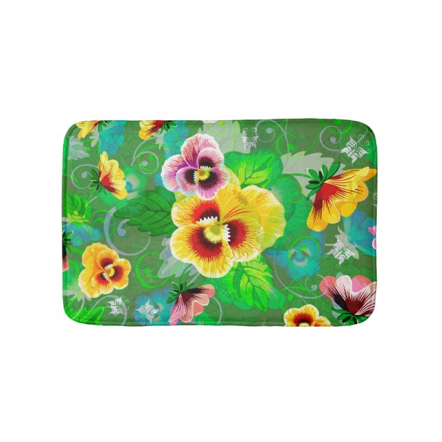 Colourful Flowers Design Bath Mat (Front)
