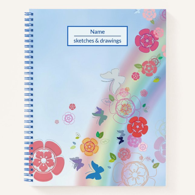 Colourful flowers drawing Notebook (Front)