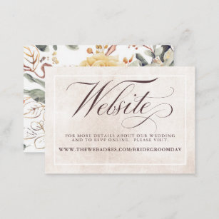 Colourful Flowers Elegant Wedding Website Enclosure Card