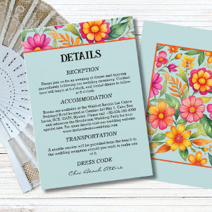 Colourful Flowers Fiesta Mexican Wedding Details   Enclosure Card