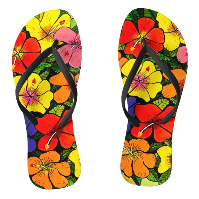  Colourful Flowers Flip Flops (Footbed)