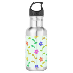 Colourful Flowers, Floral Pattern, Greenery, Boho 532 Ml Water Bottle