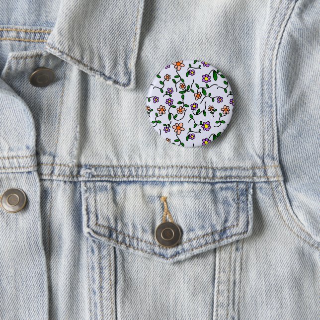 Colourful Flowers, Floral Pattern, Greenery, Boho 6 Cm Round Badge (In Situ)