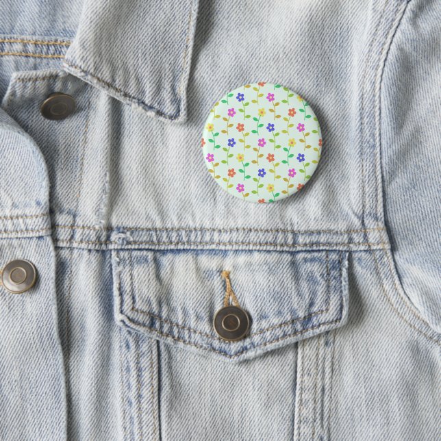 Colourful Flowers, Floral Pattern, Greenery, Boho 6 Cm Round Badge (In Situ)
