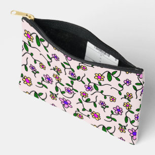 Colourful Flowers, Floral Pattern, Greenery, Boho Accessory Pouch