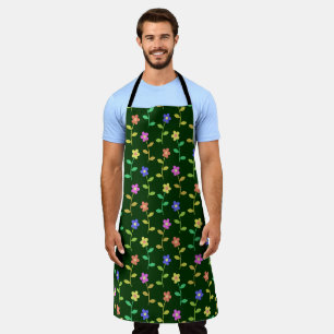 Colourful Flowers, Floral Pattern, Greenery, Boho Apron