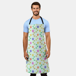 Colourful Flowers, Floral Pattern, Greenery, Boho Apron