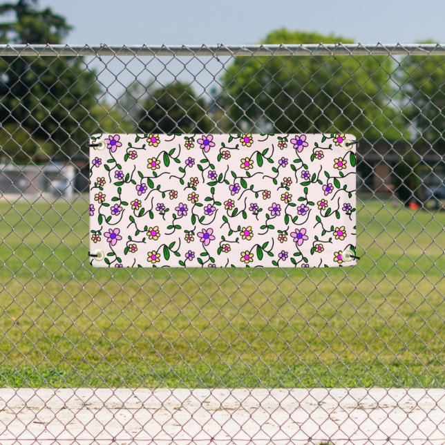 Colourful Flowers, Floral Pattern, Greenery, Boho Banner (Insitu)