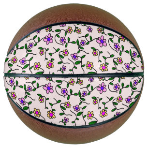 Colourful Flowers, Floral Pattern, Greenery, Boho Basketball