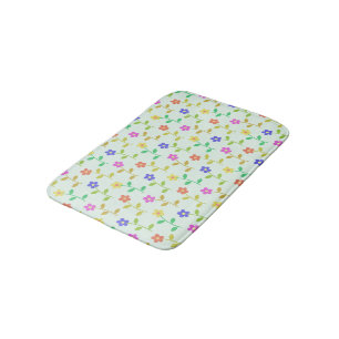 Colourful Flowers, Floral Pattern, Greenery, Boho Bath Mat