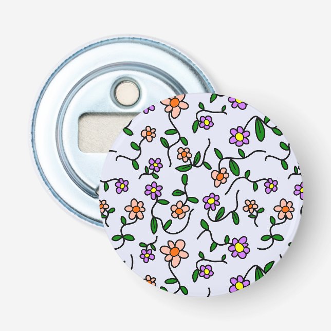 Colourful Flowers, Floral Pattern, Greenery, Boho Bottle Opener (Front)
