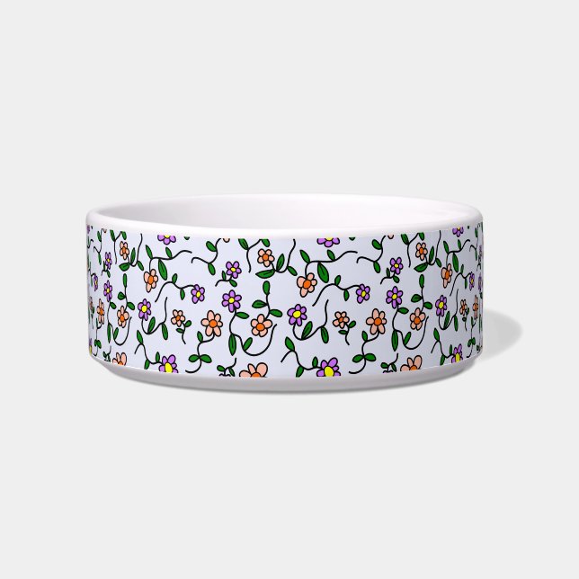 Colourful Flowers, Floral Pattern, Greenery, Boho Bowl (Front)