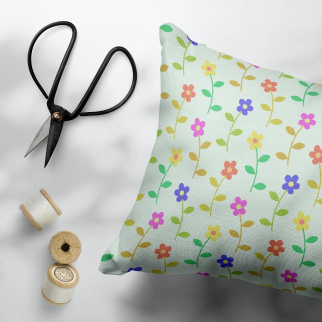 Colourful Flowers, Floral Pattern, Greenery, Boho Decorative Cushion (Creator Uploaded)