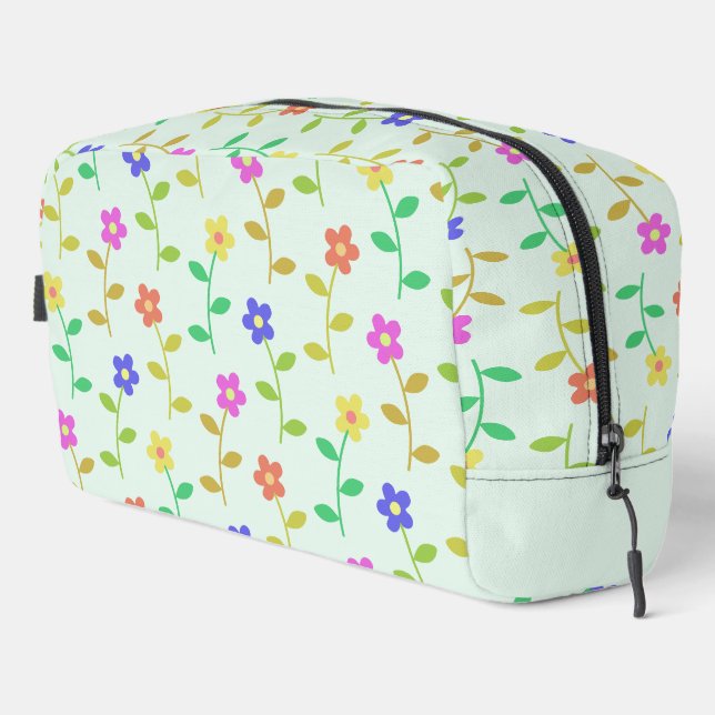 Colourful Flowers, Floral Pattern, Greenery, Boho Dopp Kit (Right Corner)