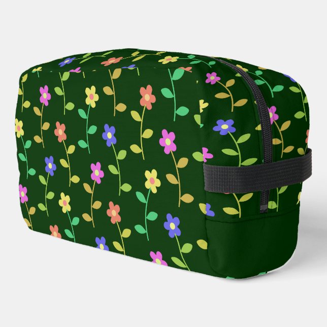 Colourful Flowers, Floral Pattern, Greenery, Boho Dopp Kit (Left Corner)