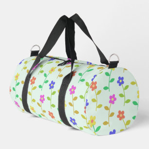 Colourful Flowers, Floral Pattern, Greenery, Boho Duffle Bag