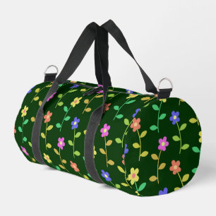 Colourful Flowers, Floral Pattern, Greenery, Boho Duffle Bag