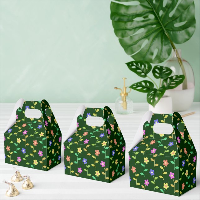Colourful Flowers, Floral Pattern, Greenery, Boho Favour Box (Multiple)