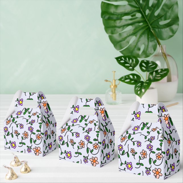 Colourful Flowers, Floral Pattern, Greenery, Boho Favour Box (Multiple)