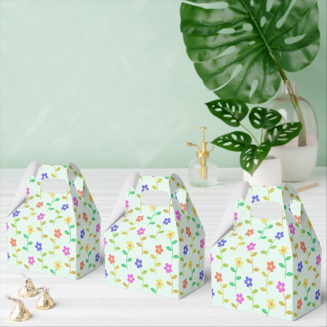 Colourful Flowers, Floral Pattern, Greenery, Boho Favour Box (Multiple)