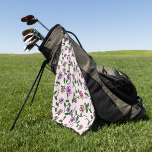 Colourful Flowers, Floral Pattern, Greenery, Boho Golf Towel