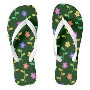 Colourful Flowers, Floral Pattern, Greenery, Boho Jandals