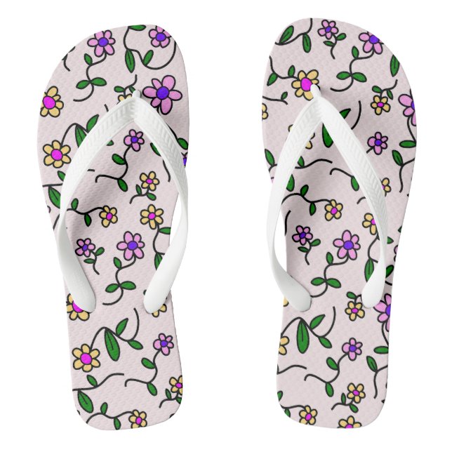 Colourful Flowers, Floral Pattern, Greenery, Boho Jandals (Footbed)