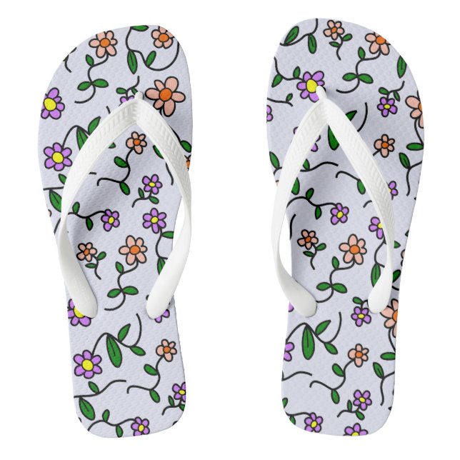 Colourful Flowers, Floral Pattern, Greenery, Boho Jandals (Footbed)
