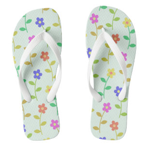 Colourful Flowers, Floral Pattern, Greenery, Boho Jandals