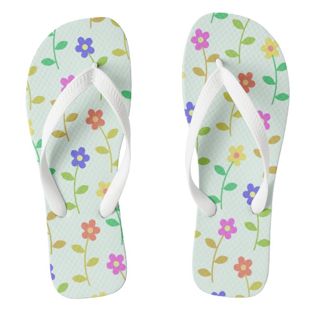 Colourful Flowers, Floral Pattern, Greenery, Boho Jandals (Footbed)