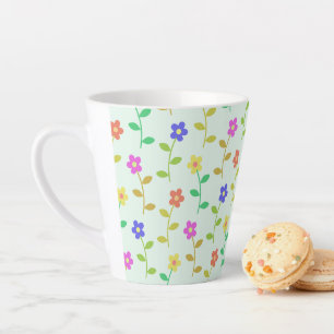 Colourful Flowers, Floral Pattern, Greenery, Boho Latte Mug