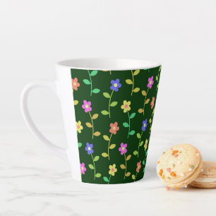 Colourful Flowers, Floral Pattern, Greenery, Boho Latte Mug