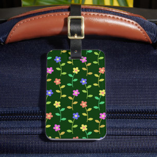 Colourful Flowers, Floral Pattern, Greenery, Boho Luggage Tag
