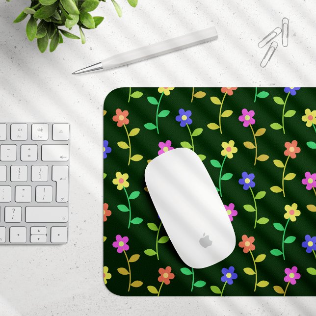 Colourful Flowers, Floral Pattern, Greenery, Boho Mouse Pad (Creator Uploaded)