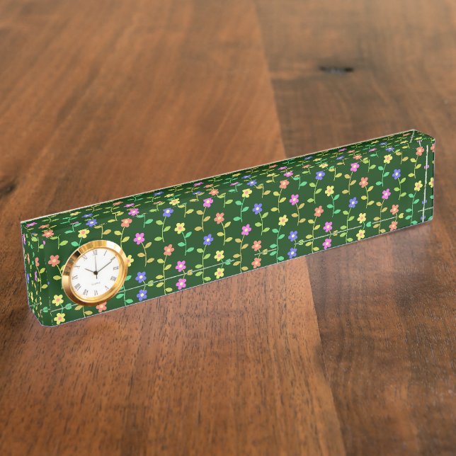 Colourful Flowers, Floral Pattern, Greenery, Boho Nameplate (Side)