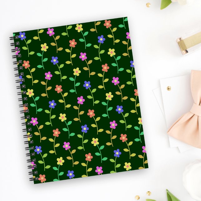 Colourful Flowers, Floral Pattern, Greenery, Boho Notebook (Creator Uploaded)