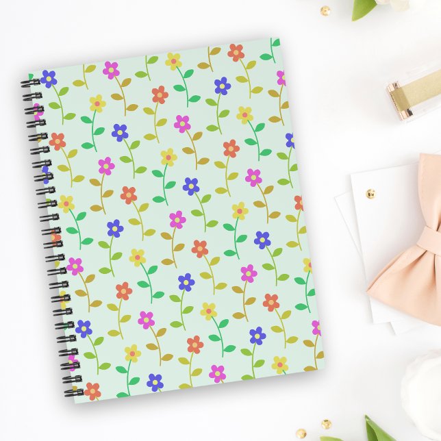 Colourful Flowers, Floral Pattern, Greenery, Boho Notebook (Creator Uploaded)
