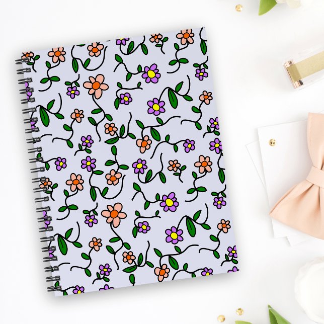 Colourful Flowers, Floral Pattern, Greenery, Boho Notebook (Creator Uploaded)