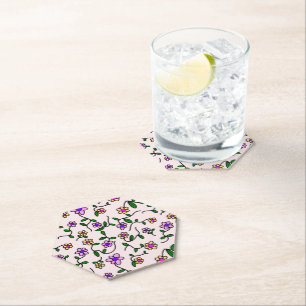 Colourful Flowers, Floral Pattern, Greenery, Boho Paper Coaster