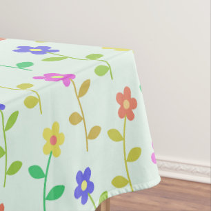 Colourful Flowers, Floral Pattern, Greenery, Boho Tablecloth