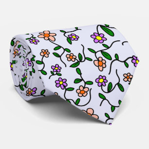 Colourful Flowers, Floral Pattern, Greenery, Boho Tie